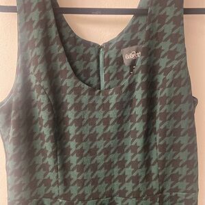 Dark Green Houndstooth Retro Dress